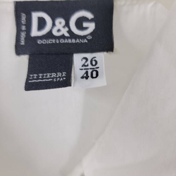 DOLCE & GABBANA Woman Size 26/40 White button down Dress Shirt with lace accent - Picture 3 of 5